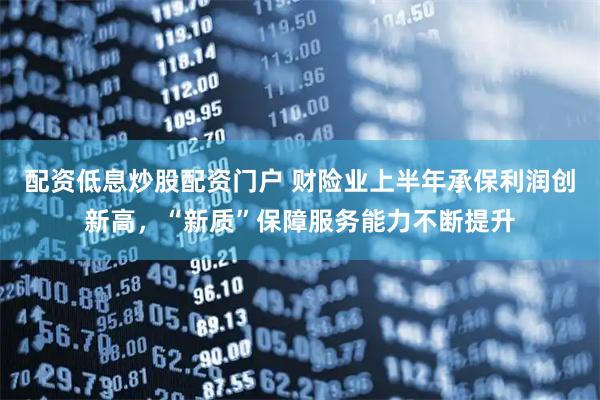配资低息炒股配资门户 财险业上半年承保利润创新高，“新质”保障服务能力不断提升